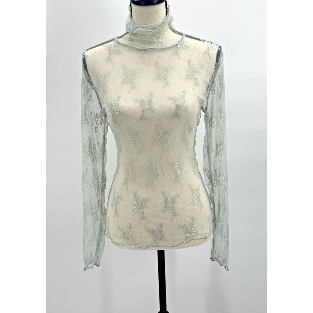 Whimsy All Over Lace Top Floral Lace Mesh Sheer Fairy Coquette Women Large Angel